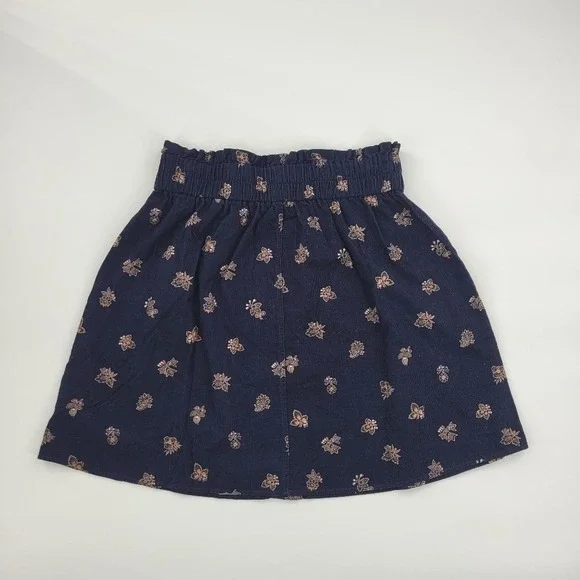 Madewell Paperbag Button-Front Mini Skirt Baby Corduroy Deep Indigo size S NH131 - Picture 3 of 12